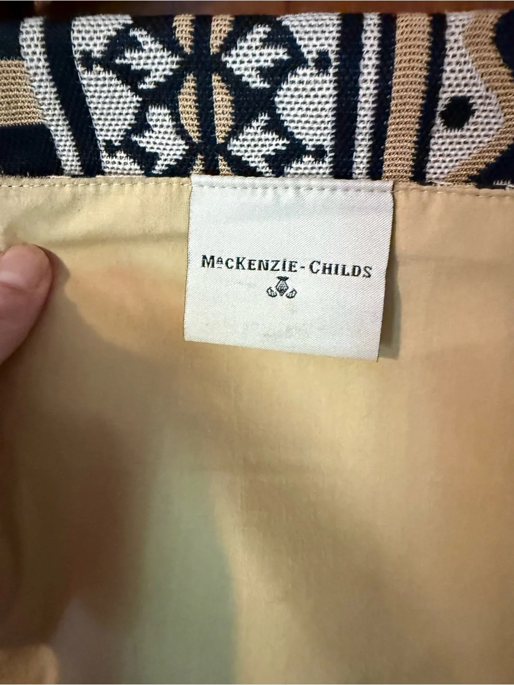 Mackenzie Childs Black & Gold/Yellow Table Runner 15 X 60 NWOT